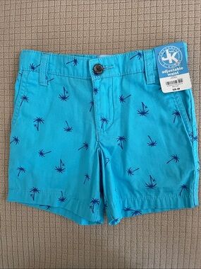 Turquoise Shorts with Navy Palm Print 2T NWT!